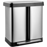 AOOU 16 Gallon Dual Trash Can, 60L(2x30L) Stainless Steel Kitchen Garbage Can