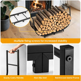 40 Inch Heavy Duty Firewood Rack with Cover, Outdoor Log Storage for Fireplace