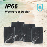 Herdio 4PCS 6.5'' 800W Passive Outdoor Speakers Wired Waterproof 2-Way Wall Mounte