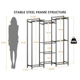 4 Hanging Spaces Portable Clothes Rack and Storage System with Hanging Rods