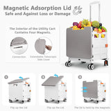 55L Foldable Utility Cart Folding Shopping Cart with Magnetic Lid Telescopic Handle Wear-Resistant 360°Wheel