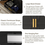 Metal Wardrobe Cabinet with Hanging Rod,71" Armoire Wardrobe Closet with Adjustable Shelves,Farmhouse Steel