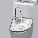 Hand Wash Sink, Corner Basin Sink with Wall Bracket, Triangular Hand Basin Sink for