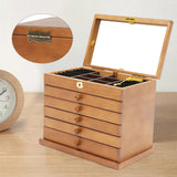Wooden Gift Cabinet Jewelry Storage Box with Mirror and Lock for Jewelries