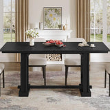 armhouse Dining Table or 6-8 People, 70" Long Kitchen Tables with Wooden Sturdy Legs