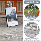 Metal Free Standing Adjustable Display Stand Scroll Easel with Chain Support White Easel Stand