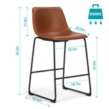 JHK 2 Pack Pu Leather Counter Height High Chair For Home and Office Comfortable Sponge Cushion Outdoor and
