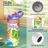 12/30 Pack 12oz Sublimation Kids Tumblers,with Silicone Sleeve & Shrink Wrap