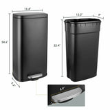 Homfa 30L Stainless Steel Step Trash Can Kitchen Garbage Can W/ Soft Close