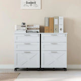3-Drawer Rolling File Cabinet with Lock - Wooden Mobile Filing Cabinet for Home Office