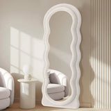 63x24 Arched Wavy Full Body Wall Mounted Floor Mirror with Stand