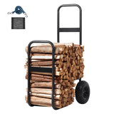 SucceBuy Firewood Log Cart Outdoor and Indoor Wood Rack Storage Mover with Wheels