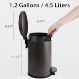 Small Trash Can with Lid Soft Close, 4.5L Bathroom Garbage Bin,