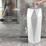 Silver Commercial Octagonal Garbage Can,Stainless Steel Large Trash Can