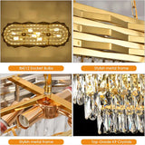 Gold Modern Crystal Chandeliers for Dining Room 8-Light Gold Chandelier Living Room