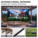 257 cm x 150 cm, projection screen with a 160° viewing angle, for outdoor