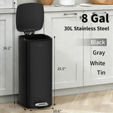 mVm Stainless Steel Trash Can 20L/30L, Step Pedal Garbage Bin with Lid, Fingerprint-Resistant, Soft Close