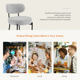 JHK Ergonomic Round Dining Chairs Set of 2 Plush Fabric Kitchen Chairs with Curved Backres