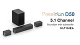 ULTIMEA 5.1 Virtual Surround Soundbar, 3D Surround Sound System, Soundbar for TV with Subwoofer