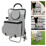 Silver Steel Oxford Cloth Multifunctional Sketch Easel Trolley Folding Three-wheeled Painting Chair Outdoor Mobile Art Tool Cart