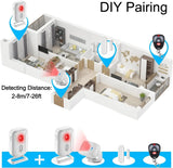 Motion Sensor Door Chime, 918ft Range Wireless Doorbell Alarm with 36 Tunes & 4 Volume Levels