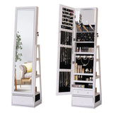 Rotatable Full Length Mirror Jewelry Cabinet Standing With Built-In Mirror