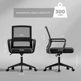 SUKIDA Mid-Back Upholstery Mesh Office Chair Black Height-Adjustable Armrests Executiv