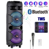 4000W Portable Bluetooth Speaker Dual 6.5" Woofer Sound System Party DJ