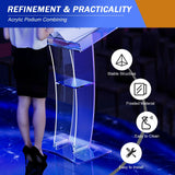 Bymaocar Transparent Acrylic Podium Portable Lectern for Church, Wedding