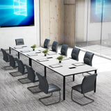 Large 94.5x48 Meeting Table for 8-10 People with Metal Edge, Cable Grommets