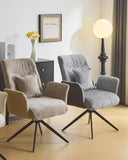 VINGLI White Modern Velvet Vanity Chair with Back - Silent Wheels Stylish Comfortable