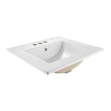 Bathroom Sink, ch Rectangular White Ceramic Vessel Sk with Overflow and 3 Faucet Holes, Drop Modern