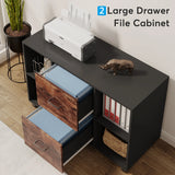 Tribesigns 2 Drawer Wooden File Cabinet Large Mobile Lateral Filing Cabinet