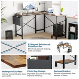 MCQ 50 Inch L-Shaped Office Computer Desk with Wooden Desktop