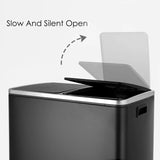 Brushed Stainless Steel 60L/16Gallon Rectangular Hands-Free Dual Compartment Recycling Kitchen Step Trash Can