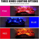 Realistic Electric Fireplace Logs with LED Flame Light, USB Powered, Remote