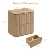 Fluted Nightstand Set of 2, Bedside Table with 2 Drawers, Engineered Wood