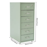 6Tier Metal File Cabinet W/ Lock and Wheels Cream Green File Organizer Box Storage Cabinet for Office