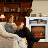 32" 1400W Electric Fireplace Mantel TV Stand Space Heater W/ Shelf White