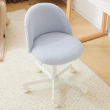 VINGLI White Modern Velvet Vanity Chair with Back - Silent Wheels Stylish Comfortable