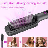 3-minute fast ceramic straightening brush 3level temperature adjustment LED display negative ion technologyperfect