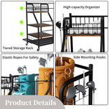 Multifunctional Rolling Golf Bags Storage Shelf Metal Sports Equipment Organizer
