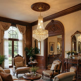 Luxury Gold Empire K9 Crystal Chandelier, 6-Light Adjustable Height Hanging Light