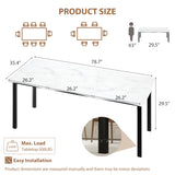 Rectangular Dining Table for 6-8 15mm Thick Metal Frame Wave Edge Dinner Tables