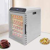 12-Trays Stainless Steel Food Dryer,Silver Rectangular Food Dehydrator Machine