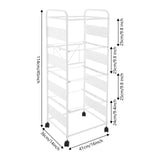 4 Tiers Metal Rolling File Carts with Wheels Hanging Files for Letter Size