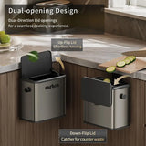 Stainless Steel Compost Bin Countertop with Lid, Hanging Trash Can for Kitchen Cabinet Door