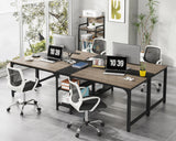 Tribesigns 90.55'' 2 Person Desk with Storage Shelves, Double Computer Desk