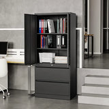 Metal Cabinets with Lockable Drawers and Doors Lateral File Cabinets Steel Filing Lockers Book Case