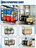 6-in-1 Foldable Platform Truck Cart With Cage 1800 LBS Heavy Duty 4-Wheel Push Dolly